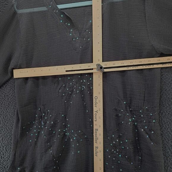 Fashque Womens Blouse Black Size Medium 100% Polyester Long Sleeve Pullover - Picture 3 of 12